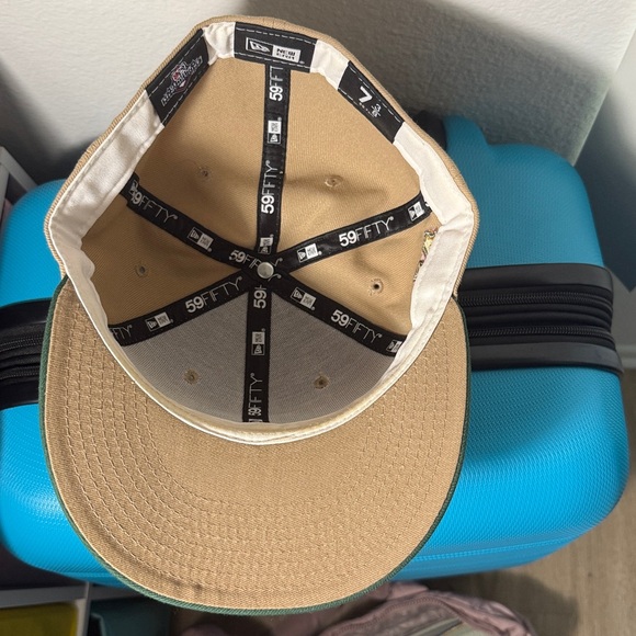 New Era New Orleans Zephyrs MiLab Tan Fitted Cap with Green Logo Size 7 3/8 - Picture 5 of 7